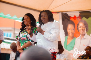 Prof Naana Jane Opoku-Agyemang addressing electorates at Odorkor