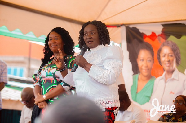 Prof Naana Jane Opoku-Agyemang addressing electorates at Odorkor