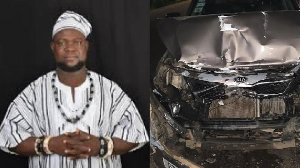 Michael Adangba's 2023-registered Kia Optima damaged