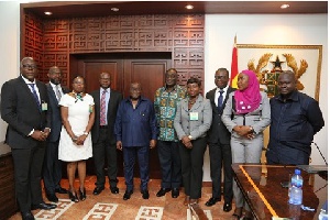 President Akufo-Addo, Mr. Alan Kyeremanten, Minister of Trade and Industry with the GGBL delegation
