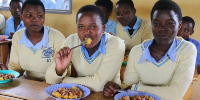 Photo of students eating