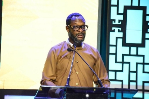 Selorm Adadevoh, CEO of MTN Ghana delivering a speech at the Heroes of Change awards event