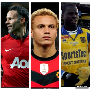 A grid photo of Ryan Giggs, Wes Brown and Emmanuel Eboué
