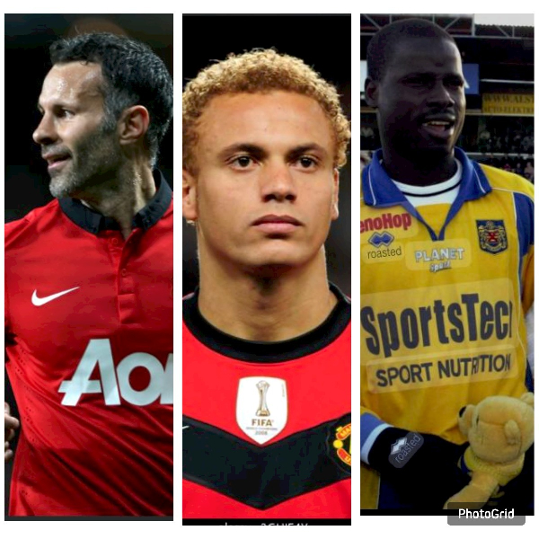 A grid photo of Ryan Giggs, Wes Brown and Emmanuel Eboué
