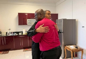 Bishop Dag with the late Bishop Oko as they shared a warm hug