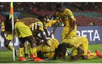 Lassan Ndiaye of Mali is congratulated on his goal during the FIFA U-17 World Cup India 2017