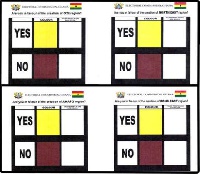 The Yellow and Brown colors denote YES and NO respectively on the ballot paper