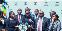 Law Society of Kenya (LSK) president Faith Odhiambo speaking during the presser (Middle)