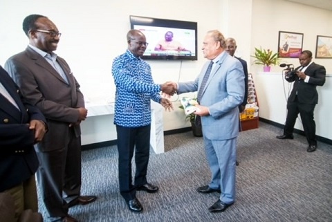 H.E. Soorooj Phokeer exchanging pleasantries with Dr Papa Kwesi Nduom