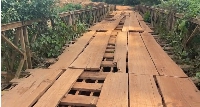 Samreboi bridge currently seen with parts of the wooden floor coming off
