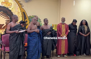 Representatives at the Manyhia Palace (L), Mona Gucci and Afia Pokua at the extreme right