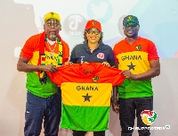 Reps of Ghana Supporters Union after landing their deal with Rice Express