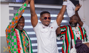 Ernest Adomako, the NDC parliamentary candidate for Okaikwei South  (Middle)