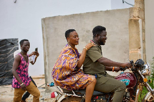 Joana Gyan-Cudjoe (M) as seen on a motorbike in her Amenfi Central constituency