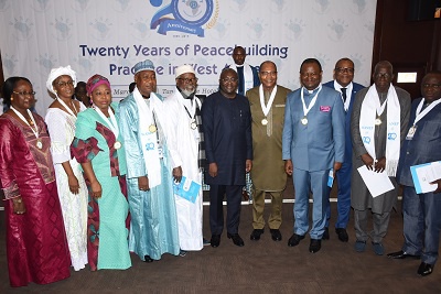Vice President Dr Bawumia(middle) with the fellows of WANEP Photo Seth Osabukle