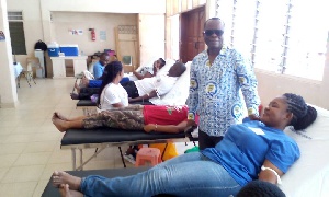 Rev David Nabegmado with some church members who took part in the blood donation exercise