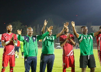 Second from left, Coach Kwasi Appiah with the Sudan national soccer team