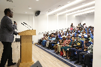 Board Chairman of GCAA, Ing. Simon Molai Allotey speaking at the staff durbar