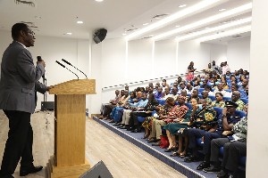Board Chairman of GCAA, Ing. Simon Molai Allotey speaking at the staff durbar