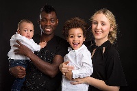 Deceased Christian Atsu with his wife Marie-Claire Rupio and their kids