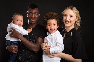 Deceased Christian Atsu with his wife Marie-Claire Rupio and their kids