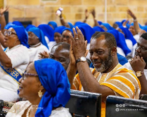 Dr Matthew Opoku Prempeh all smiles during a Church Service