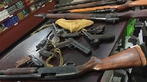 A photo of some seized weapons