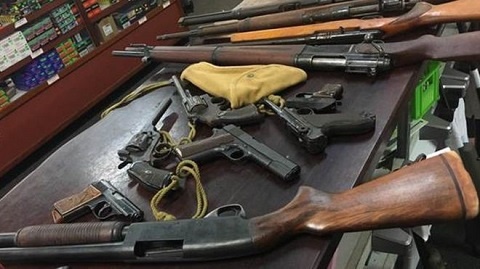 The suspects broke into the Police Stations and made away with the guns