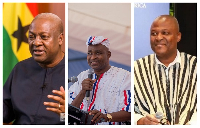 Photo collage of John Mahama, Chairman Wontumi and Ibrahim Mahama