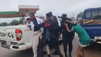 Some of the students being arrested by the police during the demonstration