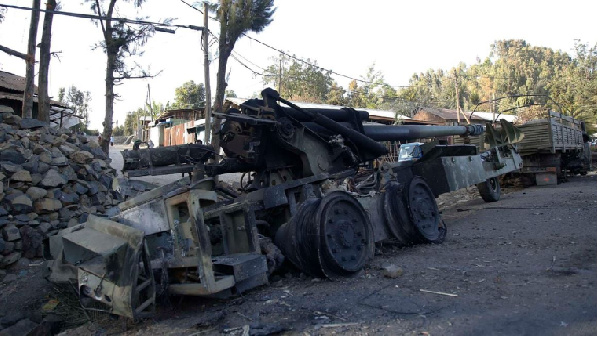 Military vehicle damaged by rebels in Dessie town of Amhara city, Ethiopia