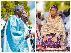 Dr Bawumia and Samira captured at the State House for Eid ul-Adha prayers