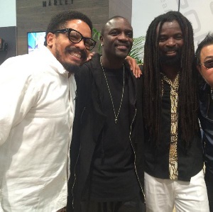 Rocky Dawuni with Rohan Marley and Akon