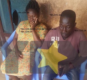 Madam Amponsah and her husband looking very sad after the incident