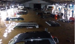 Destruction causeed by the floods at Toyota Ghana's showroom.