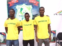 Dreams Fc's new signings Isaac Akrong, Emmanuel Eli Keke and Aaron Amoah.
