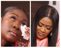 Emelia Brobbey (left) and Nayas crying during the interview