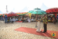 President Akufo-Addo speaking to the Chiefs and people of Kukuom at a durbar during his 3-day-tour