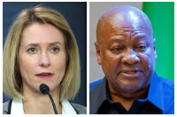 A photo collage of President Mahama and EU's foreign policy chief, Kaja Kallas