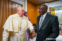 Mahamudu Bawumia with Pope Francis during a recent visit to the Vatican