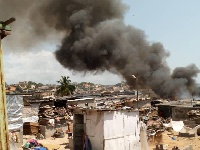 The fire destroyed a slum and damaged properties