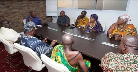 Former president John Mahama with some dignitaries from Ada