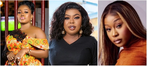 From L to R: Musician Mzbel, Afia Schwarzenegger, and Efia Odo has slammed Serwaa Amihere