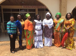 Hajia Zainabu (3rd from right) in a pose with her two deputies and some female govt appointees