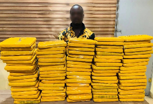 The suspect with the seized Indian hemp