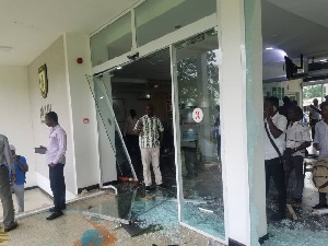 The protesting students destroyed properties worth millions of Ghana cedis