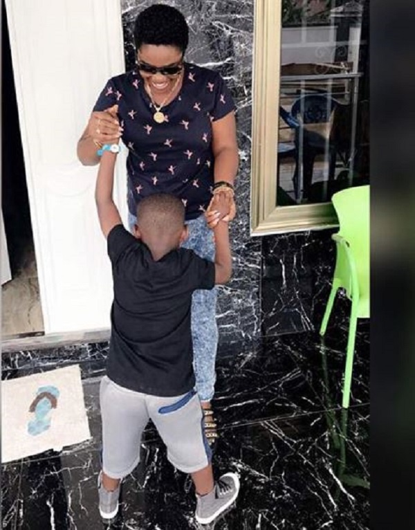 Actress Emelia Brobbey and son