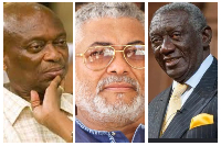 Kweku Baako (L) speaks on Rawlings (M)-Kufuor (R) state vehicles controversy