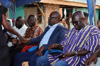 Some GFA officials at the residence of the late footballer, Hans Kwofie