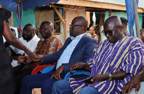 Some GFA officials at the residence of the late footballer, Hans Kwofie